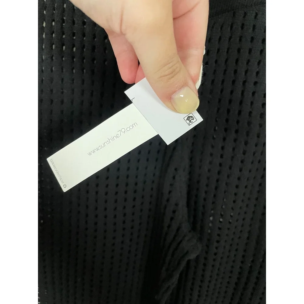 NWT‎ Sunshine 79 Resort Open Stitch Cover-Up Pants in Black Size Large